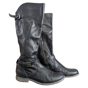 Frye Black Leather Harness Boots – Distressed / Well-Worn, Size 10